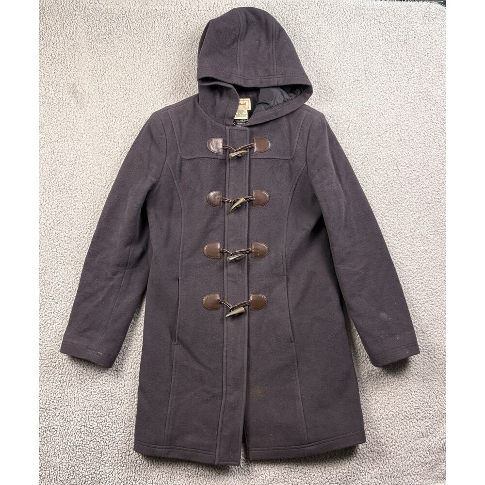 LL Bean Duffel Coat Womens 4 Blue Lambswool Bellandi Italian Fabric Thinsulate